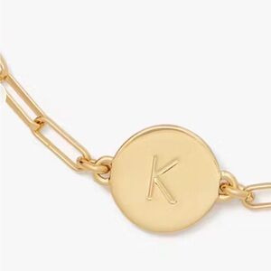 Kate Spade Gold Initial K Disc Bracelet & Dust Cover